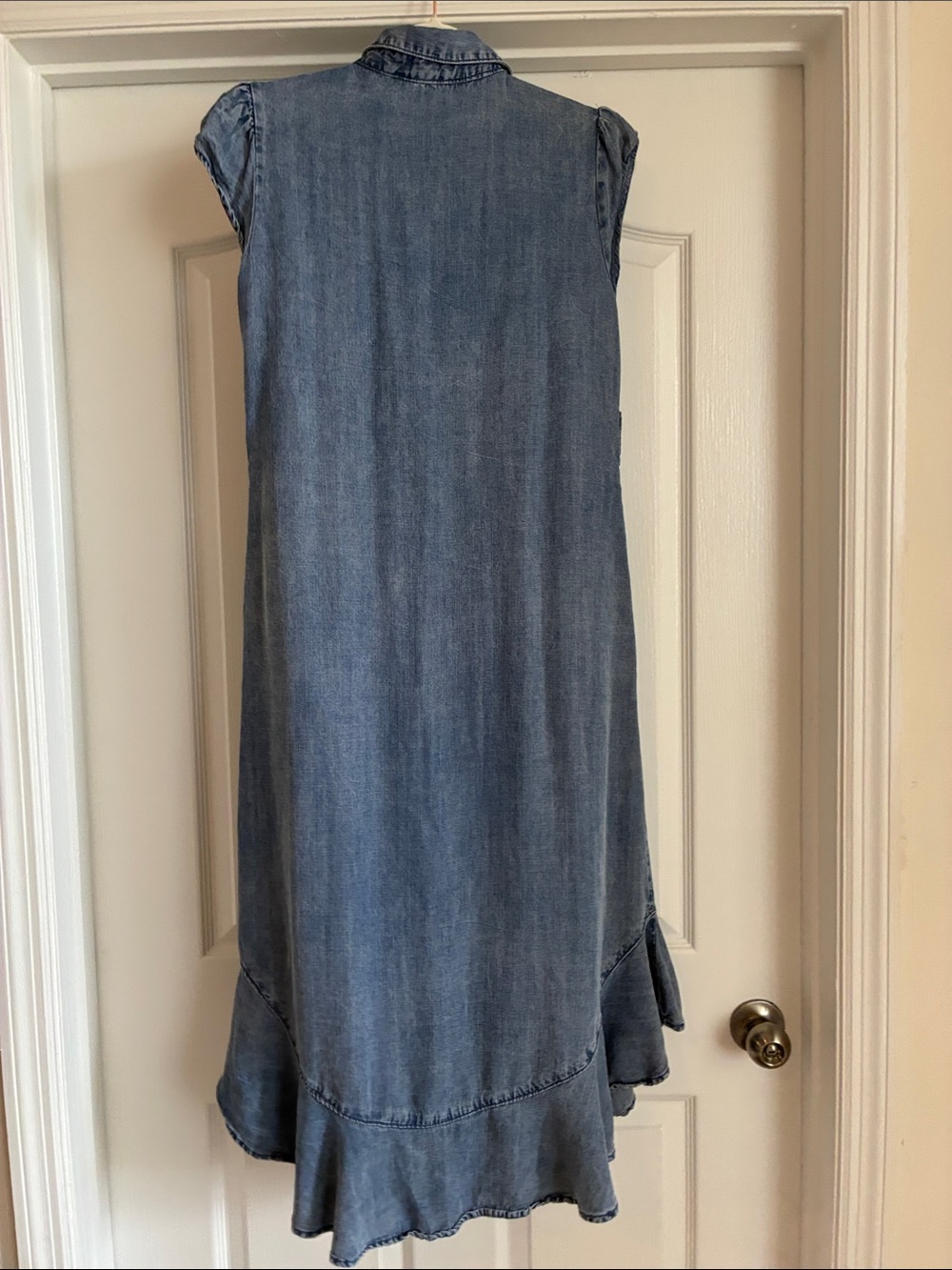 Coastal Cowgirl Chambray Ruffle Denim Dress Boho - Picture 9 of 9